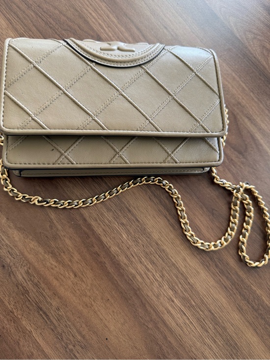 Tory Burch Handbags - Tory Burch Quilted Crossbody Bag in Taupe with Gold Chain